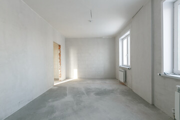 interior of the apartment without decoration in gray colors