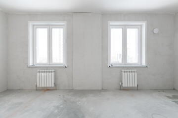 interior of the apartment without decoration in gray colors