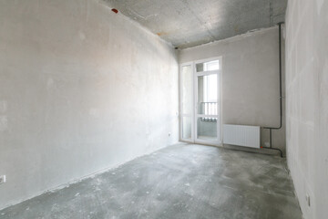 interior of the apartment without decoration in gray colors