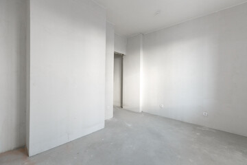 interior of the apartment without decoration in gray colors