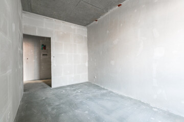 interior of the apartment without decoration in gray colors