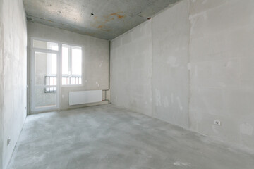 interior of the apartment without decoration in gray colors