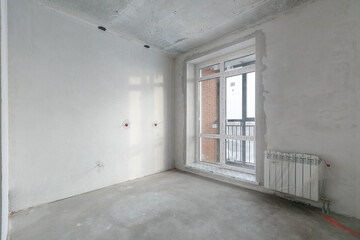 interior of the apartment without decoration in gray colors