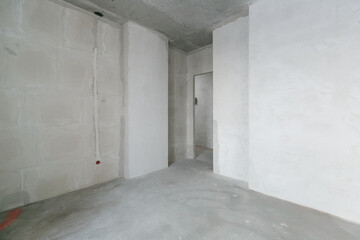 interior of the apartment without decoration in gray colors