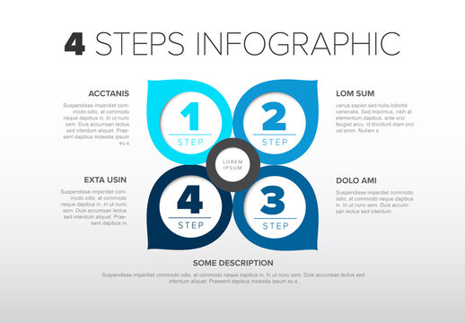 Minimalistic Blue Four Step Infographic 