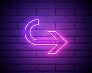 arrow neon icon. Simple thin line, outline vector of Arrow icons for UI and UX, website or mobile application on brick wall background