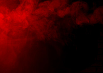 Red smoke texture on black background - obrazy, fototapety, plakaty