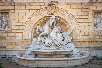 Fototapeta na wymiar The Fountain of Nymph and Seahorse