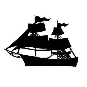 ship sailing brush. silhouette isolated paint strokes set