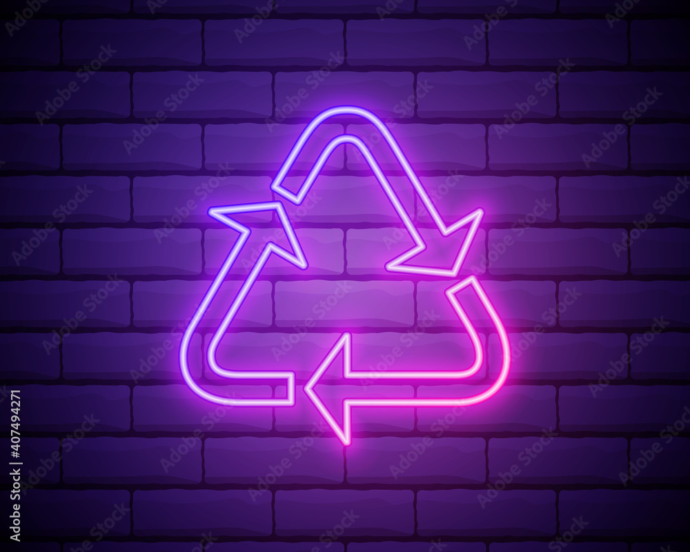 Poster recycling mark outline icon. elements of cargo logistic in neon style icons. simple icon for website
