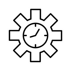 time clock watch in gear line style icon