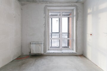 interior of the apartment without decoration in gray colors