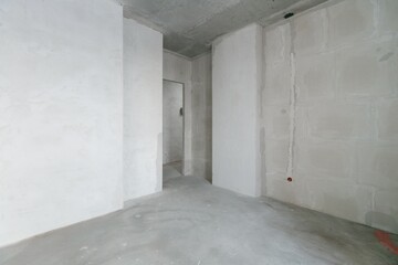 interior of the apartment without decoration in gray colors