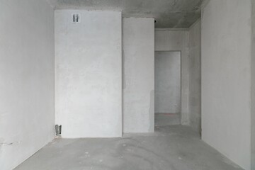 interior of the apartment without decoration in gray colors