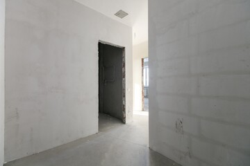 interior of the apartment without decoration in gray colors