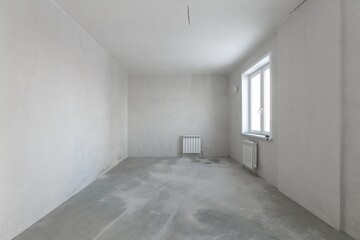 interior of the apartment without decoration in gray colors