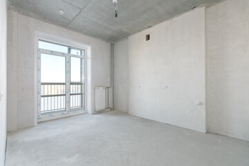 interior of the apartment without decoration in gray colors