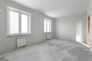 interior of the apartment without decoration in gray colors