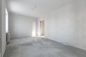 interior of the apartment without decoration in gray colors