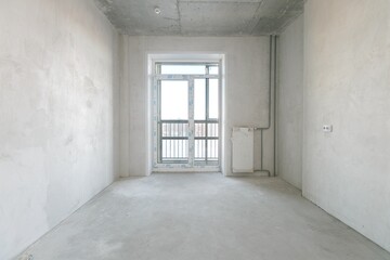 interior of the apartment without decoration in gray colors