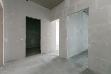interior of the apartment without decoration in gray colors
