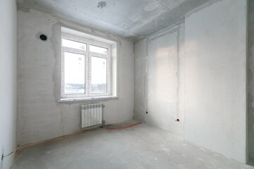 interior of the apartment without decoration in gray colors