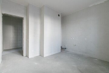interior of the apartment without decoration in gray colors