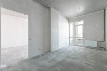 interior of the apartment without decoration in gray colors