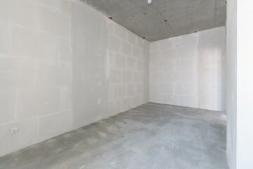 interior of the apartment without decoration in gray colors