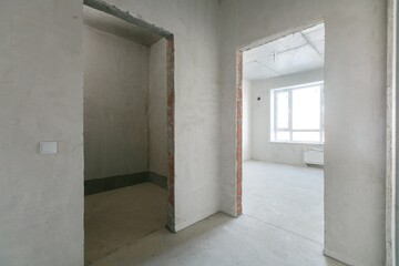 interior of the apartment without decoration in gray colors