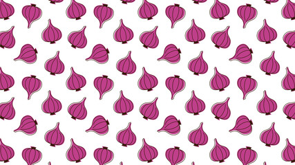 Onion pattern wallpaper. Onion on white background.