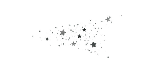Silver star of confetti. Falling starry background.