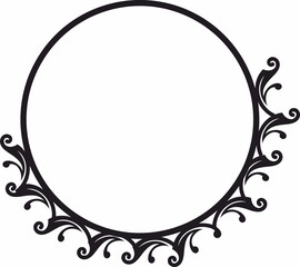 Round frame. Circle Ornamental decorative frame with floral element
