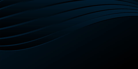 Abstract dark blue gradient background, waves and folds. 3D illustration.