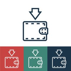 Linear vector icon with put money in wallet