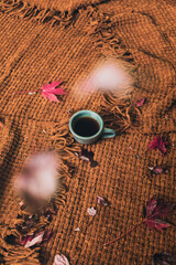 Fall Coffee Scene With Leaves