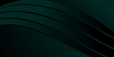 Abstract dark green gradient background, waves and folds. 3D illustration.