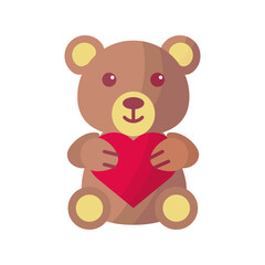 bear teddy with heart love valentines day icon