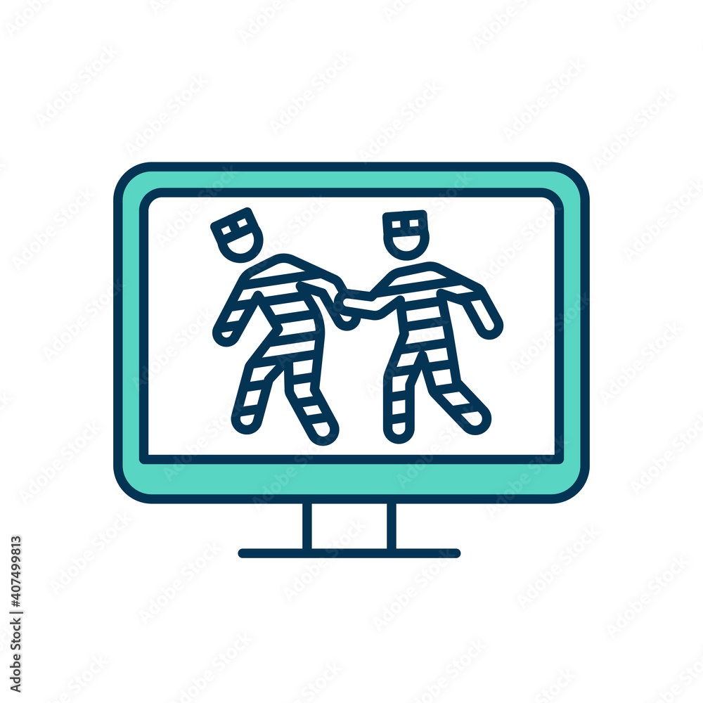 Poster cybercrime rgb color icon. cyber criminal threat. computer hacking for personal information. phishin