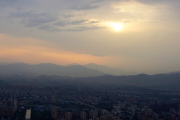 sunset over the city Beijing