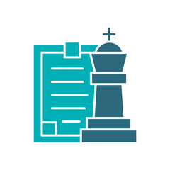 Obraz premium King chess with clipboard colored icon. Board game, table entertainment symbol