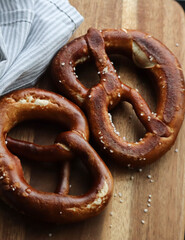 pretzels on a wooden table