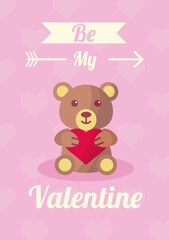 bear teddy with heart love valentines day with lettering