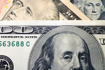 Paper dollar bills detail close-up. Business finance loans and payments