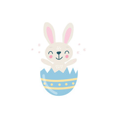 Cute Easter rabbit with egg. Vector illustration isolated.