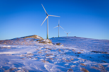 Windmill plant on a mountain in Austria