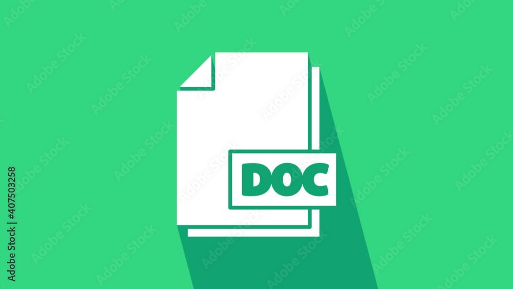 Aufkleber white doc file document. download doc button icon isolated on green background. doc file extension s