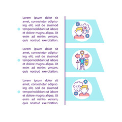 Video game development process concept icon with text. Game designing. Programming and art. PPT page vector template. Brochure, magazine, booklet design element with linear illustrations