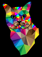 Bright mosaic of a cat muzzle