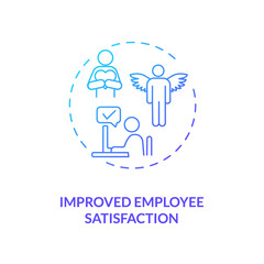 Improved employee satisfaction concept icon. Staff training idea thin line illustration. Recognition and rewards. Encouraging creativity and innovation. Vector isolated outline RGB color drawing